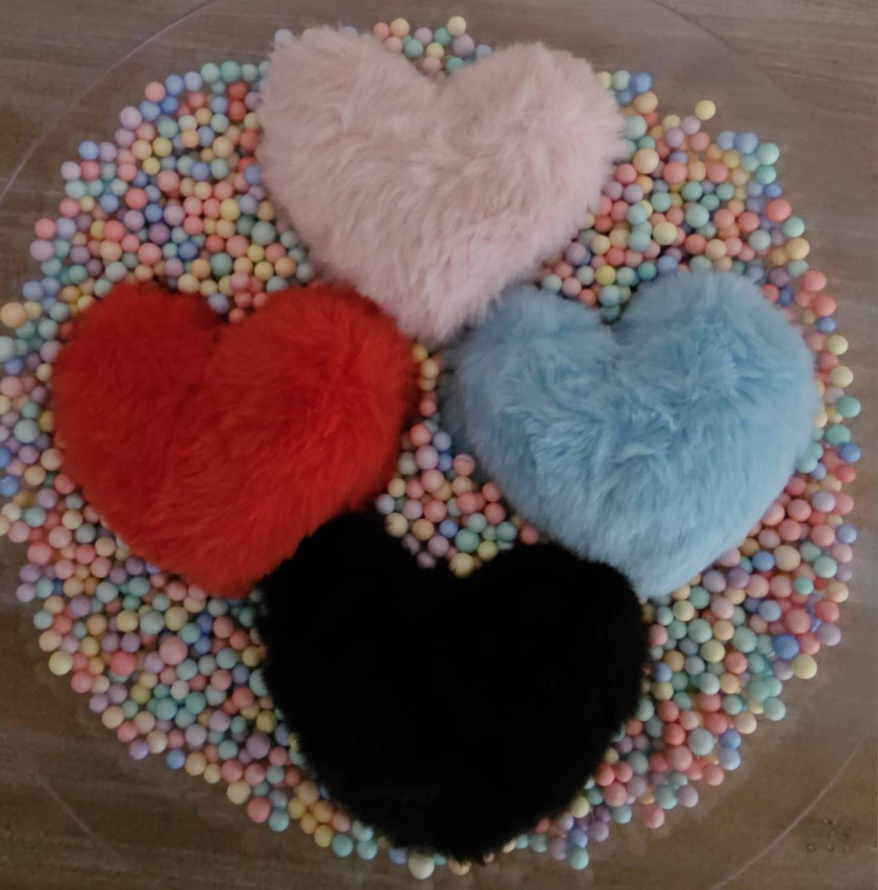 Fuzzy Heart Shaped Keychain