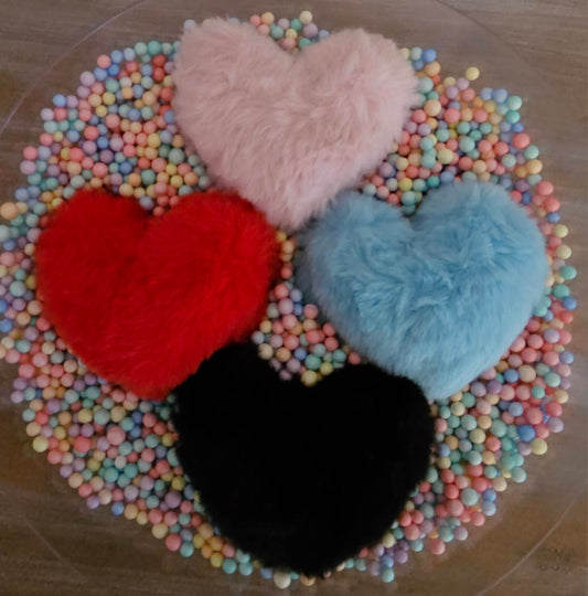 Fuzzy Heart Shaped Keychain